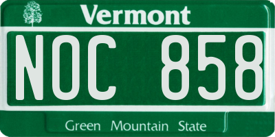 VT license plate NOC858