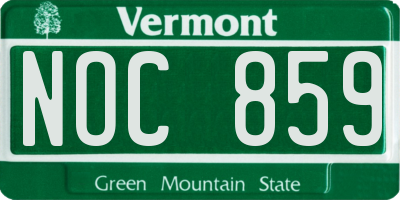 VT license plate NOC859