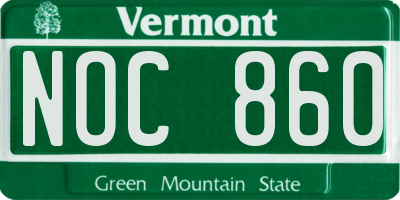 VT license plate NOC860