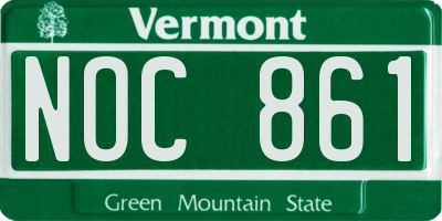 VT license plate NOC861