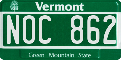 VT license plate NOC862