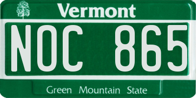 VT license plate NOC865