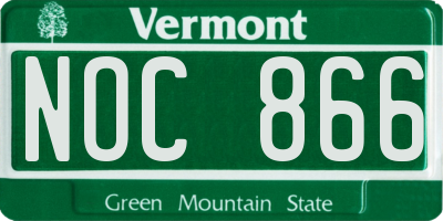 VT license plate NOC866