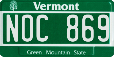 VT license plate NOC869