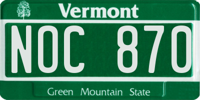 VT license plate NOC870