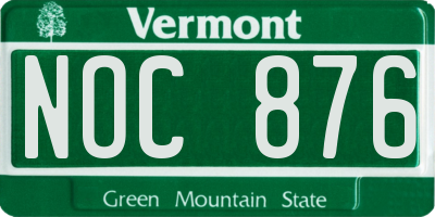 VT license plate NOC876
