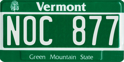 VT license plate NOC877