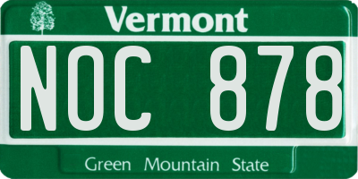 VT license plate NOC878
