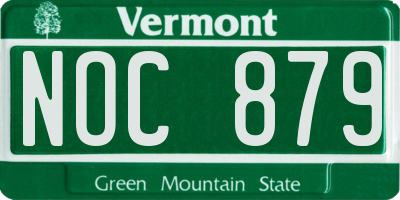 VT license plate NOC879