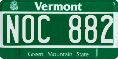 VT license plate NOC882