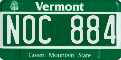 VT license plate NOC884