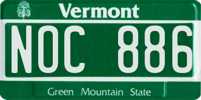 VT license plate NOC886