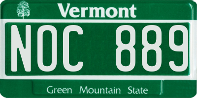 VT license plate NOC889