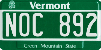 VT license plate NOC892