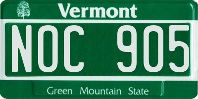 VT license plate NOC905