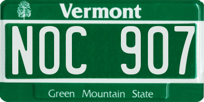 VT license plate NOC907