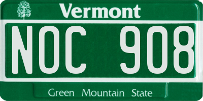 VT license plate NOC908