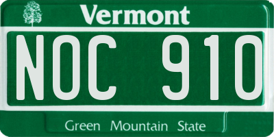 VT license plate NOC910