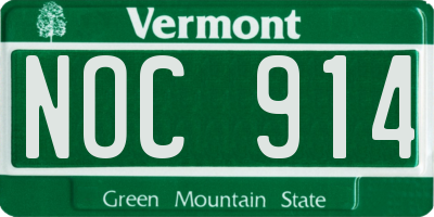 VT license plate NOC914