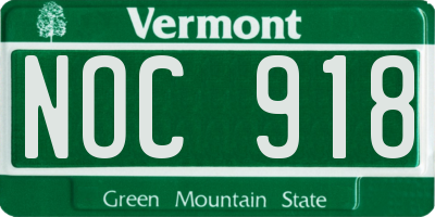 VT license plate NOC918