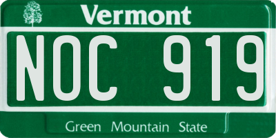 VT license plate NOC919