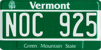 VT license plate NOC925