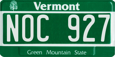 VT license plate NOC927