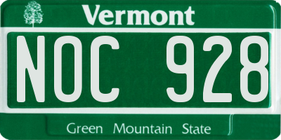 VT license plate NOC928