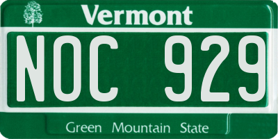 VT license plate NOC929