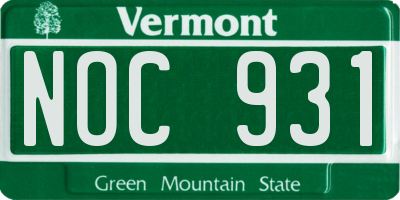 VT license plate NOC931