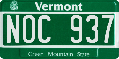 VT license plate NOC937