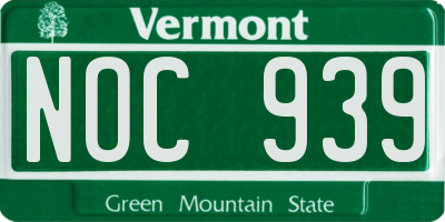 VT license plate NOC939