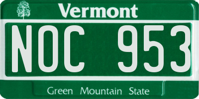 VT license plate NOC953
