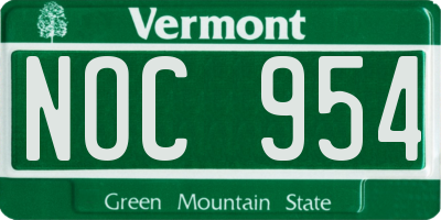 VT license plate NOC954