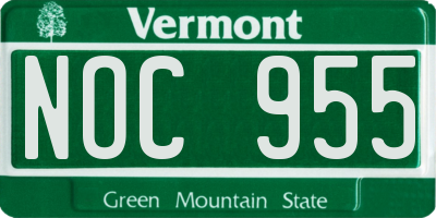 VT license plate NOC955