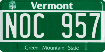 VT license plate NOC957