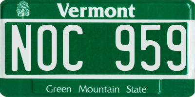 VT license plate NOC959
