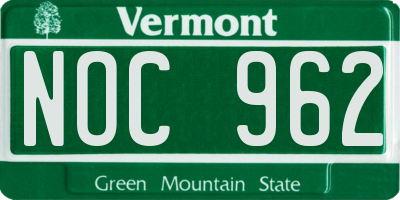VT license plate NOC962