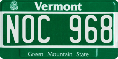 VT license plate NOC968