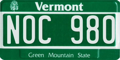 VT license plate NOC980