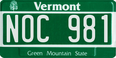 VT license plate NOC981