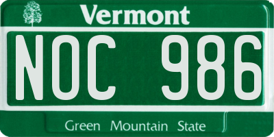 VT license plate NOC986