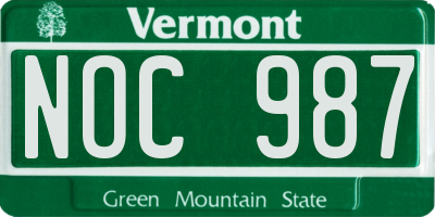 VT license plate NOC987
