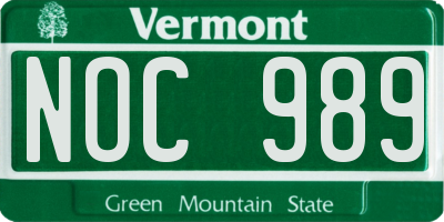 VT license plate NOC989