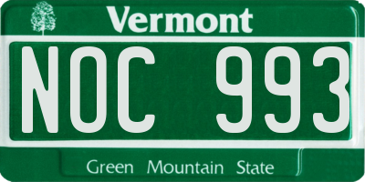 VT license plate NOC993