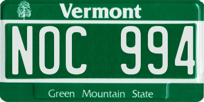 VT license plate NOC994