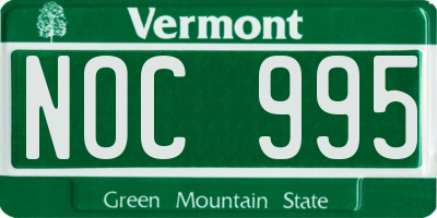 VT license plate NOC995
