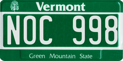 VT license plate NOC998