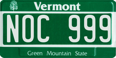 VT license plate NOC999