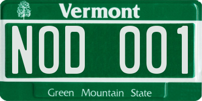 VT license plate NOD001